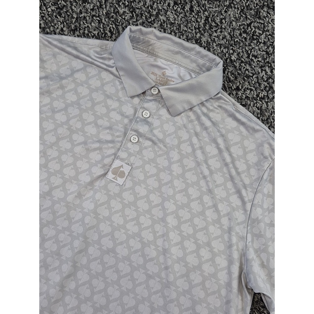 Pins & Aces Polo Shirt‎ Mens Large Spades AOP Golf Performance Lightweight